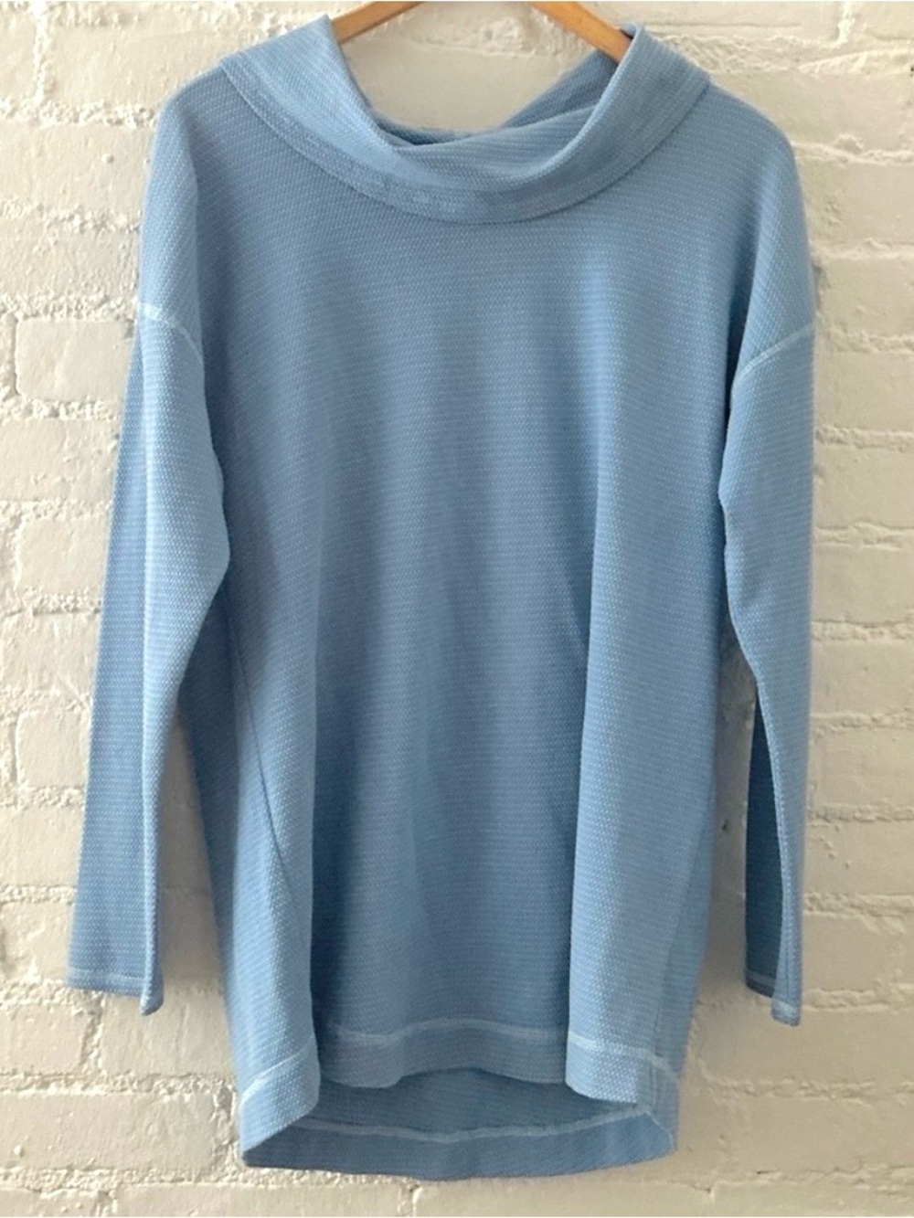 J. Jill  Lightweight Waffle Knit Tunic Top Light Blue Coastal Beachy Lagenlook